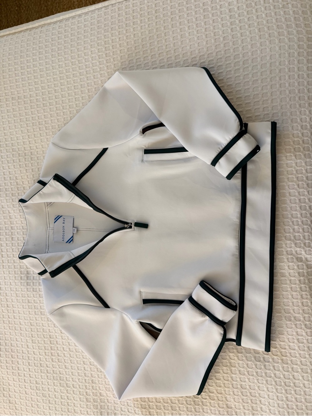 Addison Bay White Bomber Jacket with Black Trim